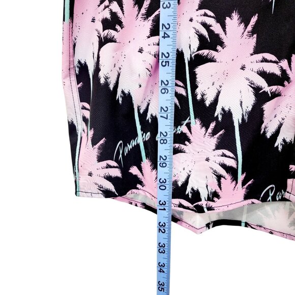 Wesc Mens Black Pink Palm Tree Print ButtonUp Shirt Short Sleeve Lightweight S - Picture 5 of 10